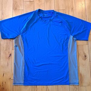 EUC!! Men's LANDS' END Rashguard Shortsleeve Tee Blue Gray